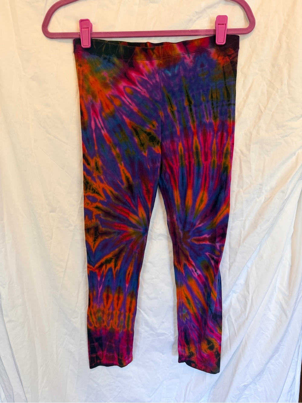 Vibrant Hand Tie-Dye Leggings from Hawaii in Purple, Pink, Orange and Blue